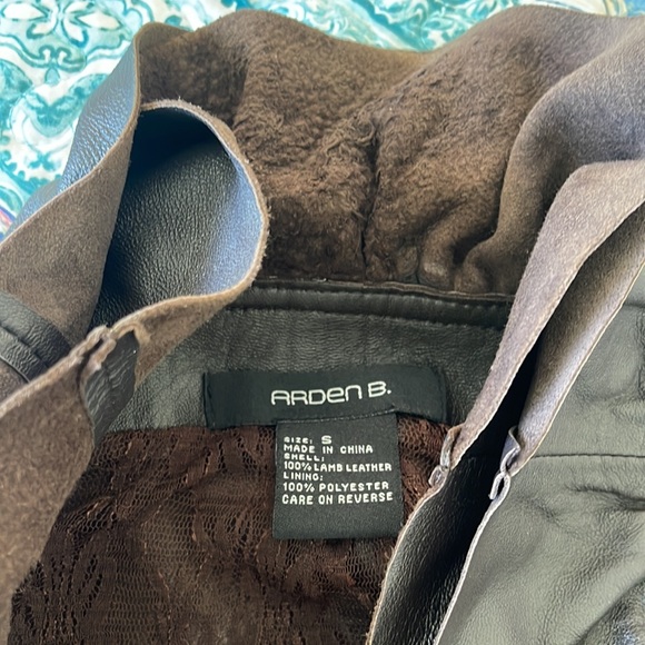 Arden B Brown Ruffled Leather Jacket - Picture 2 of 4